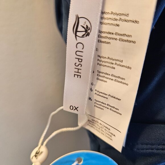 Womens Ruffled Sleeve Teal Blue One-Piece Swimsuit Mesh Paneling Size 16-18 - Picture 6 of 9